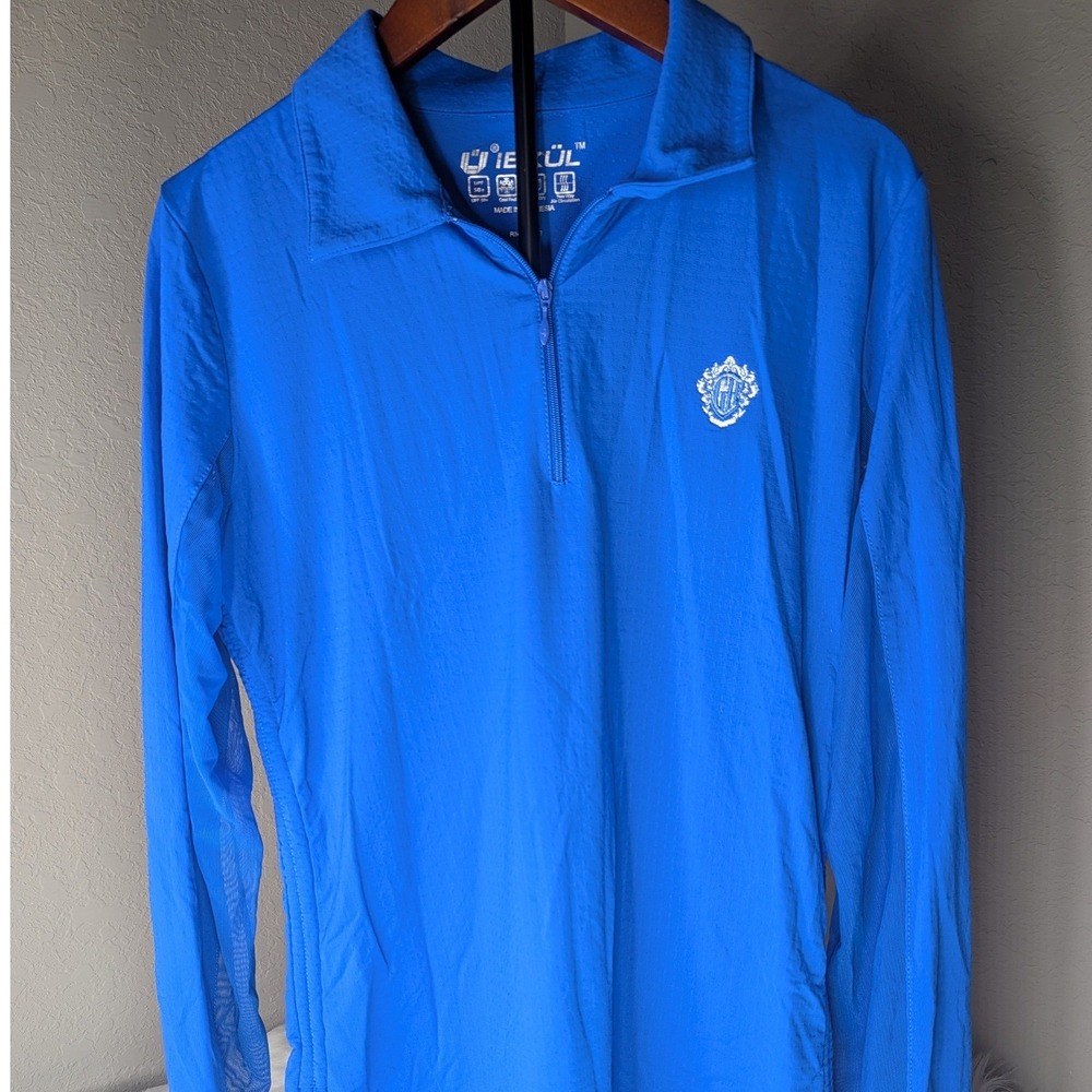 IBKUL Quarter Zip Top Womens Medium Blue Long Sleeve UPF 50+ IceFil Performance